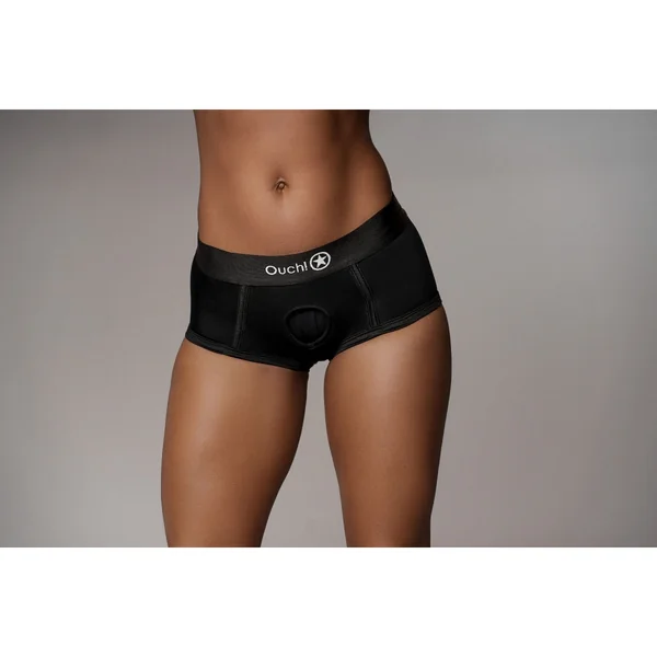 Ouch Vibrating Strap-On Brief Black