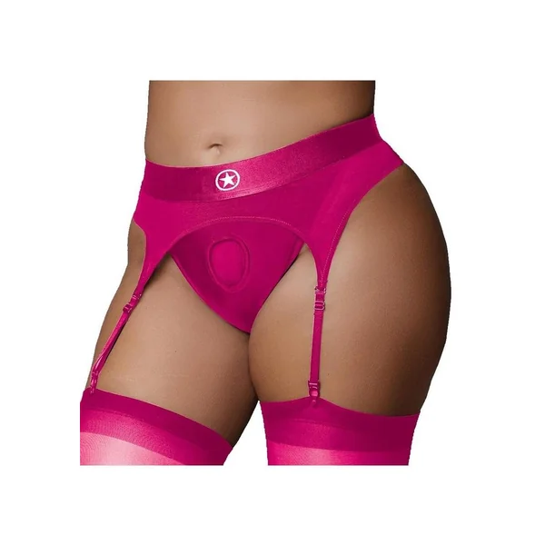 Ouch! Vibrating Strap-On Thong with Rechargeable Bullet – XL/2XL – Pink