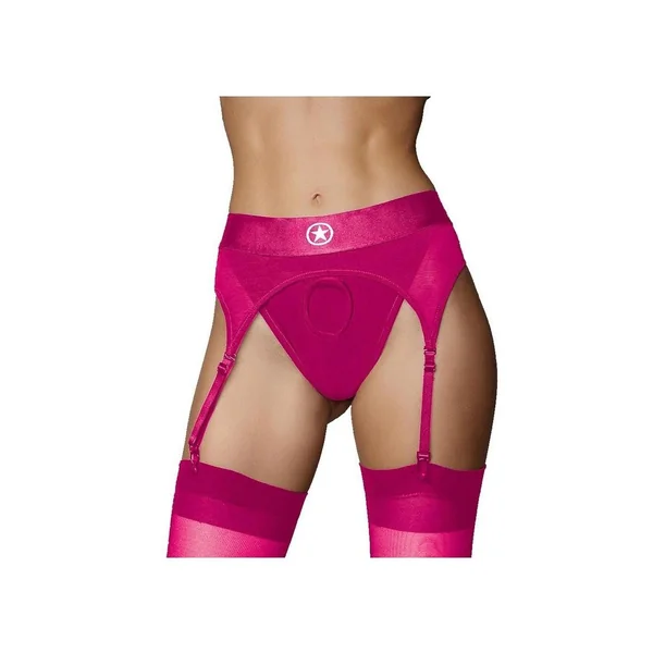 Ouch! Vibrating Strap-On Thong with Rechargeable Bullet – XS/SM – Pink