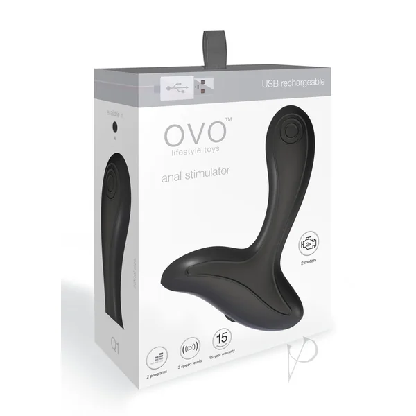 Ovo Q1 Silicone USB Rechargeable Dual Motor Prostate Massager Black