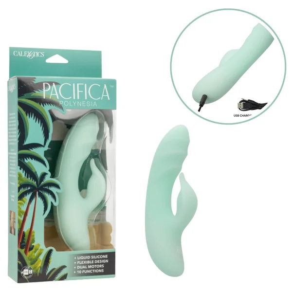 Pacifica Polynesia Teal Rechargeable Rabbit Vibrator