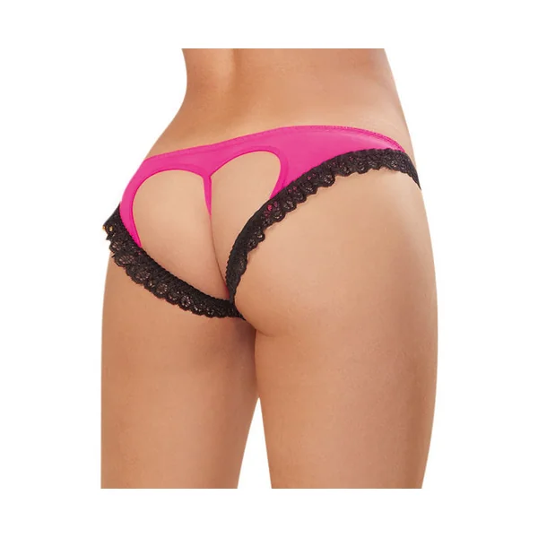 Panty Small (Hot Pink Black) – Slim Stretch Mesh Women’s Lingerie Panty