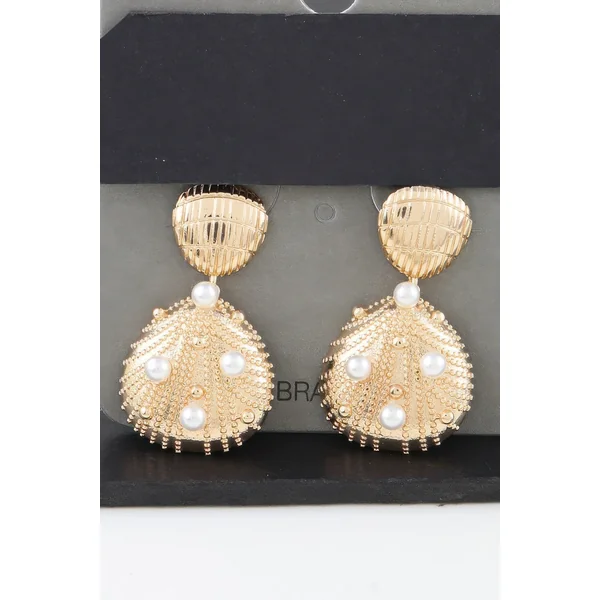 Pearled Seashell Drop Earrings