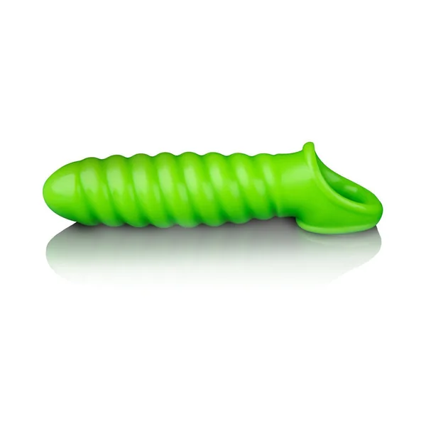 Penis Enhancers: Ouch! Glow Swirl Stretchy Penis Sleeve – Glow In The Dark – Green