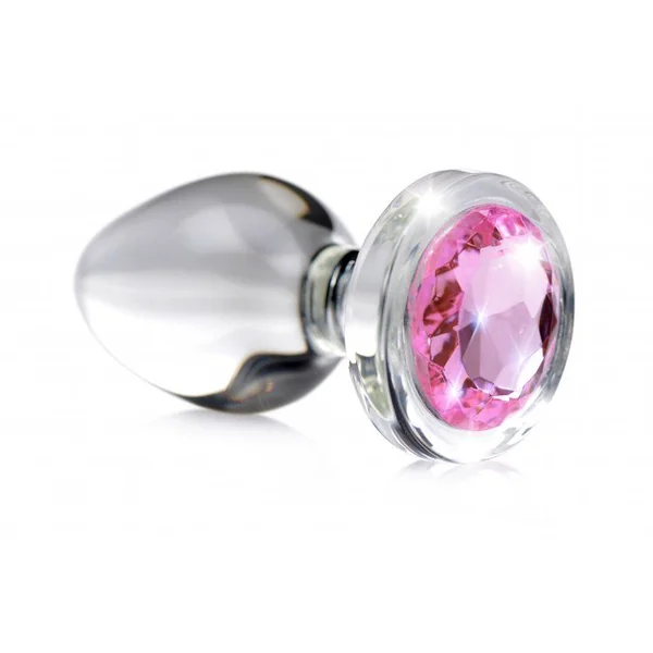 Pink Gem Small Glass Anal Plug Smooth Erotic Toy for Adults
