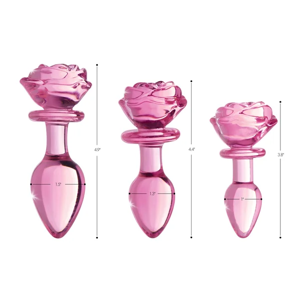 Pink Rose Glass Anal Plug Small – Shatter-Resistant Glass Plug