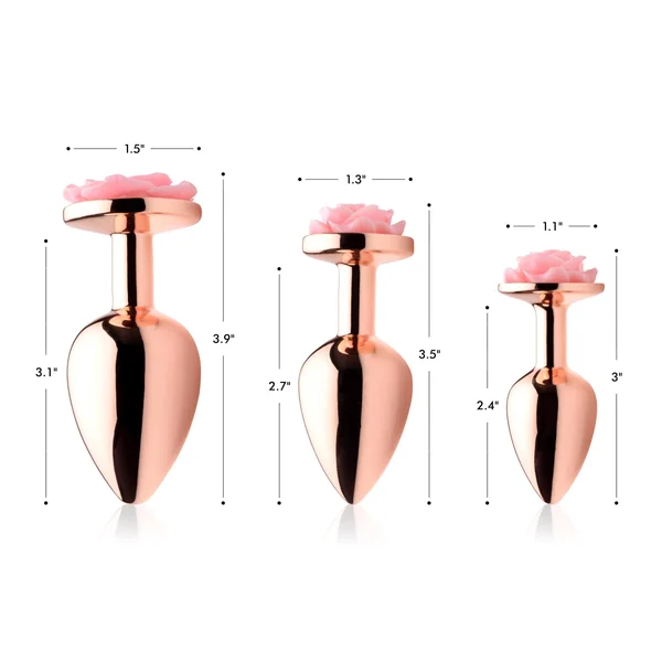 Pink Rose Gold Small Anal Plug with Delicate Flower Design