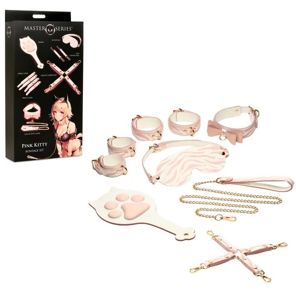 Pink Tiger Kitty Full BDSM Vegan-Friendly Faux Leather Bondage Kit