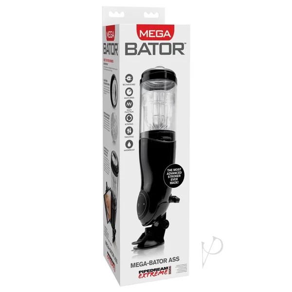 Pipedream Extreme Toyz Rechargeable Mega-Bator Ass Masturbator - Butt - Black/Clear