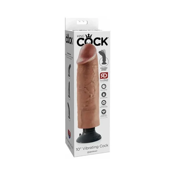 Pipedream King Cock 10 in. Vibrating Cock Poseable Dildo With Suction Cup