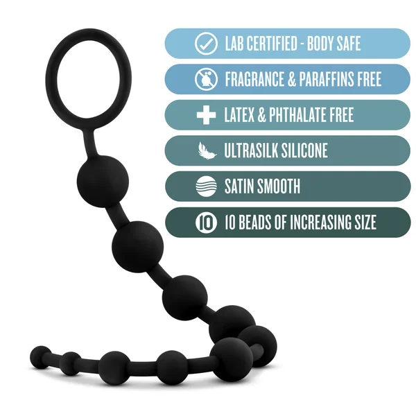 Platinum 10 Silicone Anal Beads Black