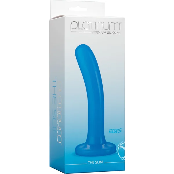 Platinum Premium Silicone The Slim Dildo 5.5in - Blue