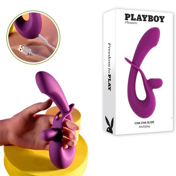 Playboy Cha Cha Slide Adjustable Clitoral Shaft Slide Waterproof Dual Silicone Vibrator