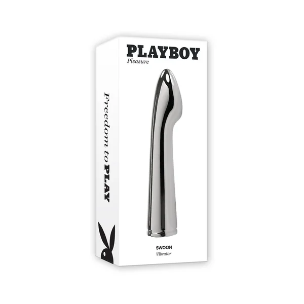 Playboy Swoon Rechargeable Vibrator Aluminum Platinum