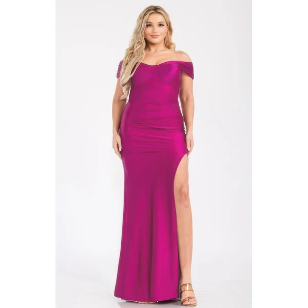 Plus Off Shoulder Draped Cross Wrap Maxidress