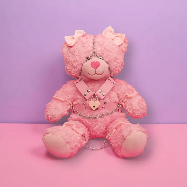 Plush Bondage Teddy Bear by Fetish Pleasure Play in Pink