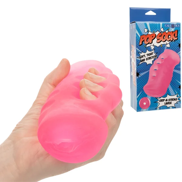 Pop Sock! Grip-N-Stroke Dual Entry Open-ended Stroker 4-finger Grip Masturbation Sleeve Large