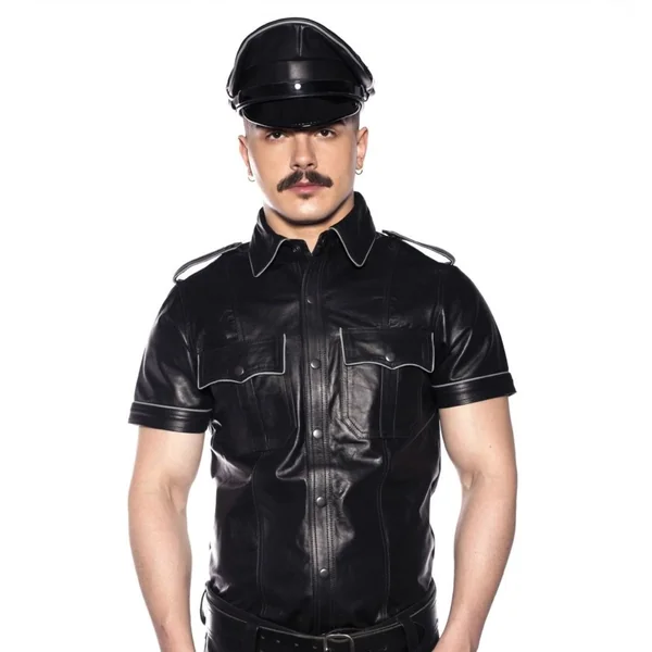 Prowler RED Leather Police Shirt Black Grey XS
