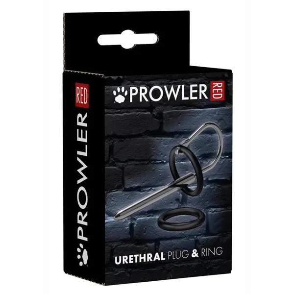Prowler Red Stainless Steel Urethral Plug and cock Ring