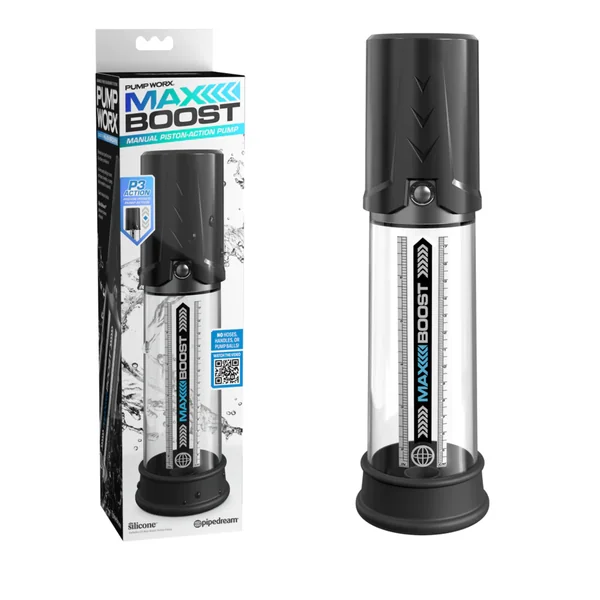 Pump Worx Max Boost Quick Release Button Piston PowerSilicone Penis Pump