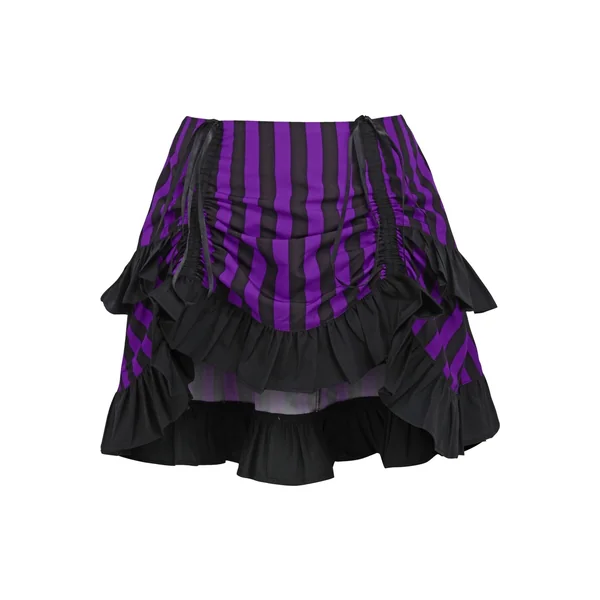 Purple/Black Striped Ruched Bustle Skirt