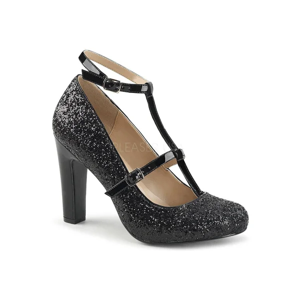 QUEEN-01 Pump | Black Glitter