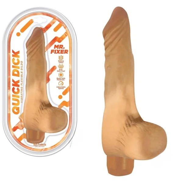 Quick Dick Mr Fixer Lifelike Realistic Vibrator Multi-Speed Vibrating Dildo with Balls
