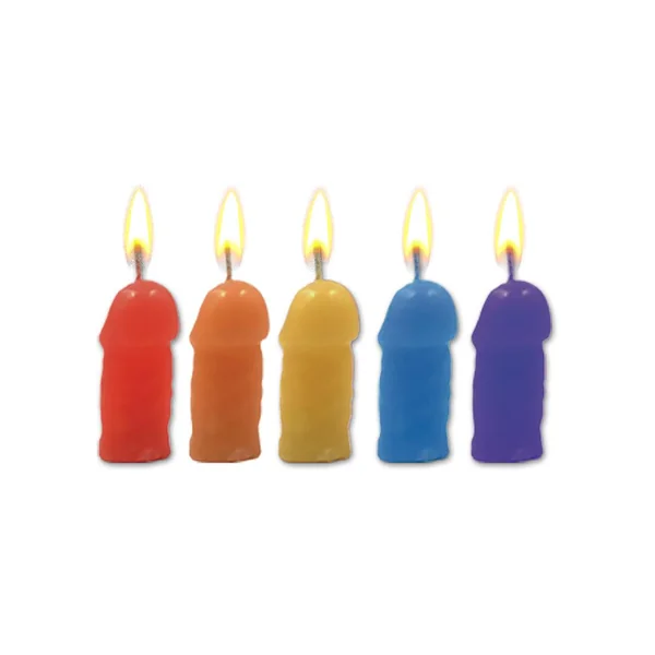 Rainbow Pecker Party Candles Assorted Colors 5 Each Per Pack