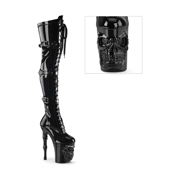 RAPTURE-3028 Black Patent Thigh Boot