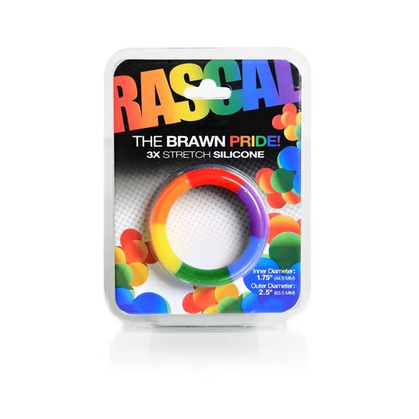 Rascal The Brawn Pride Silicone Cockring Multi-Color 2.5 Inch Diameter