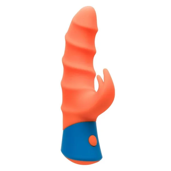 Rave Tickler Rechargeable Silicone Rabbit Vibrator – Orange/Blue