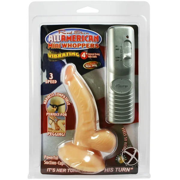 Real Skin All American Mini Whoppers Realistic Vibrating Dildo With Balls Flesh 4 Inch