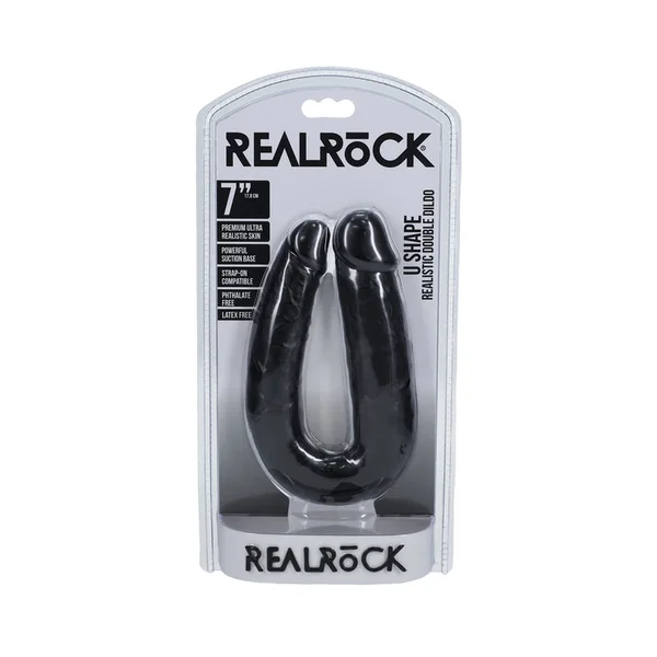 RealRock 7 inches U-Shaped Double Dildo Black
