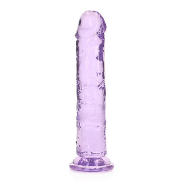 RealRock Crystal Clear Straight 7 inches Dildo Without Balls Purple