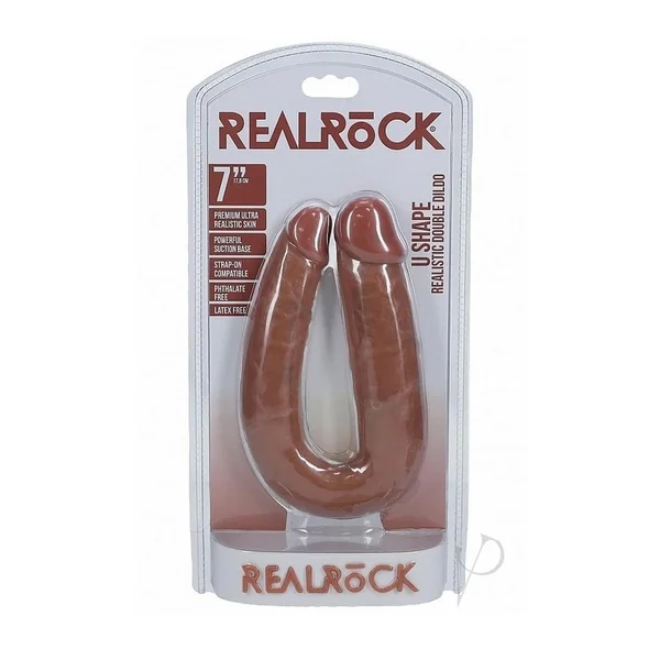 RealRock Ultra Realistic Skin U Shaped Dual Penetration 7in - Caramel