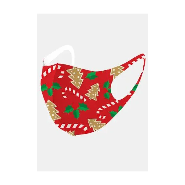 Red Green Holiday Print Fashion Mask
