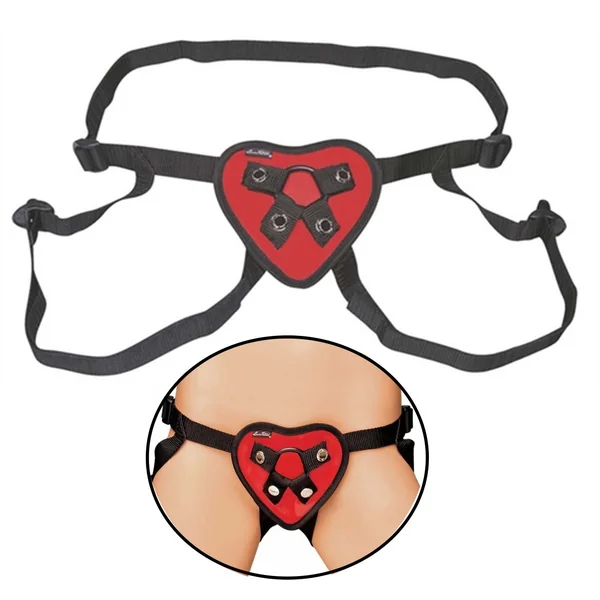 Red Heart Adjustable Strap On Harness Lux F etish