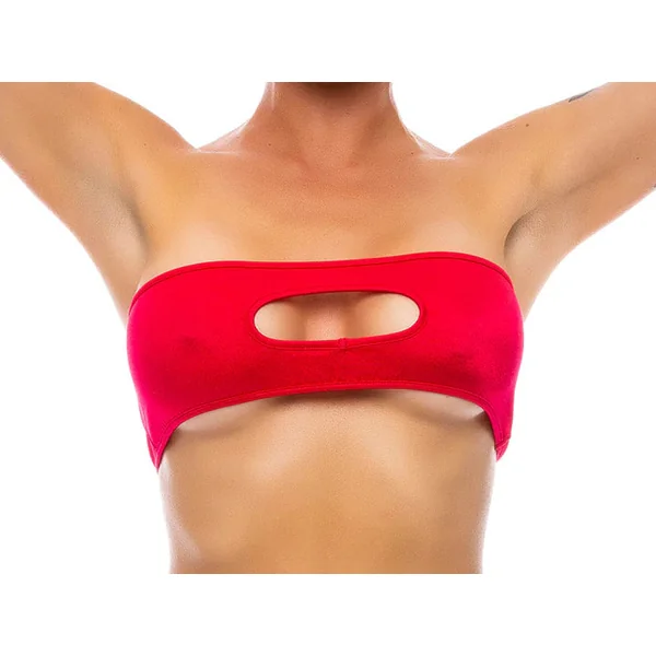 Red Peekaboo Bandeau Top in S/M