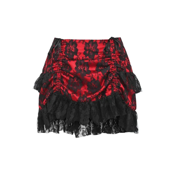Red/Black Lace Ruched Bustle Skirt