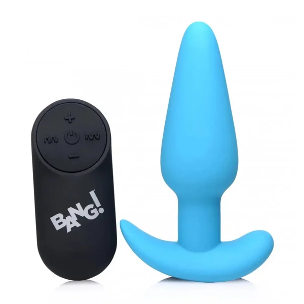 Remote Control 21X Silicone Vibrating Butt Plug - Blue
