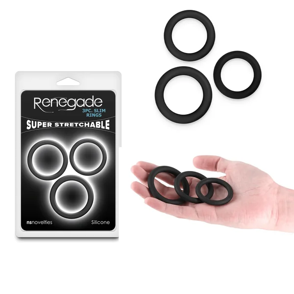 Renegade Slim Rings 3pc Black Men Penis Ring
