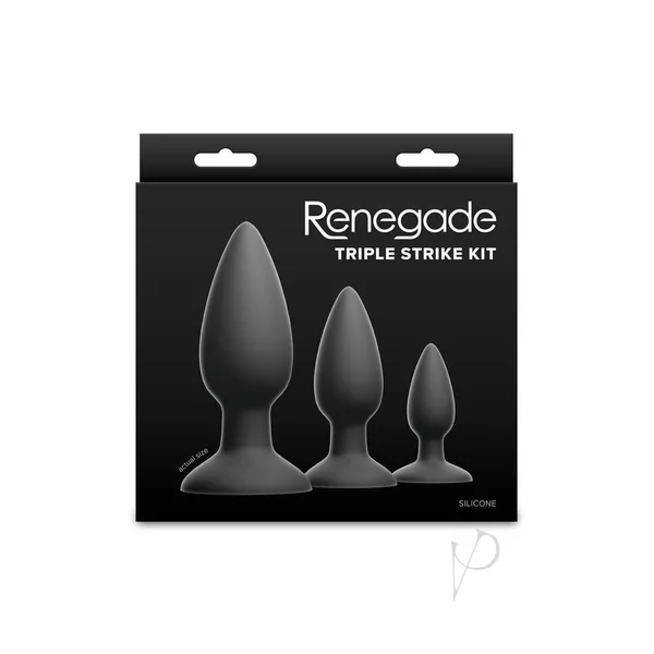 Renegade Triple Strike Silicone Anal Plug Kit (3pc Set) - Black