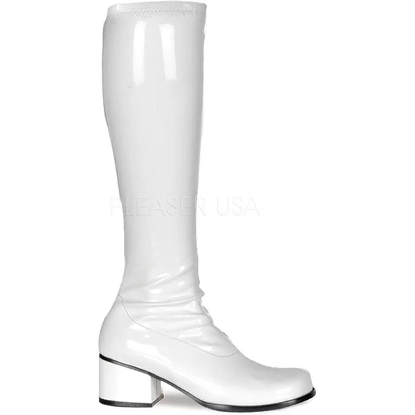 RETRO-300 Go Go Boot | White Patent