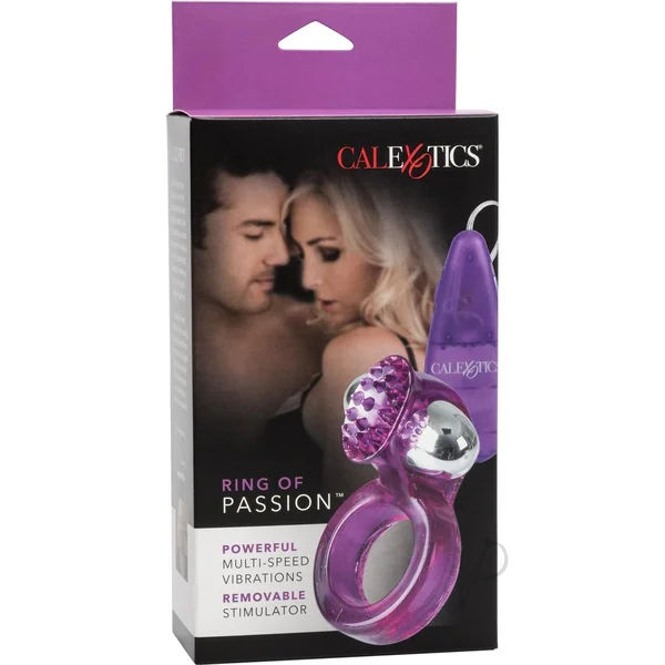 Ring Of Passion Vibrating Cock Ring with Clitoral Stimulation and Wired Remote Control - Purple
