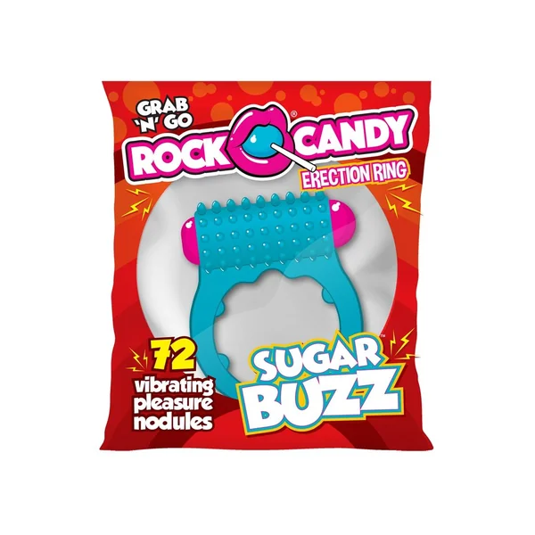 Rock Candy Sugar Buzz Vibrating Cock Ring – Blue