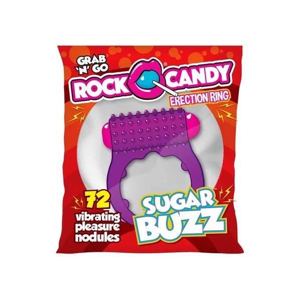 Rock Candy Sugar Buzz Vibrating Cock Ring – Purple