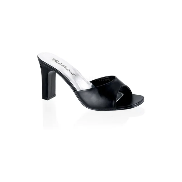 ROMANCE-301-2 Slide | Black Faux Leather