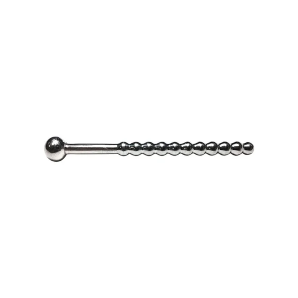 Rouge Beaded Stainless Steel Urethral Sound with Stopper
