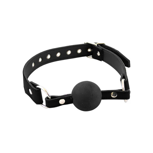 Rouge Fetish Play Leather Adjustable Ball Gag with Metal Accents