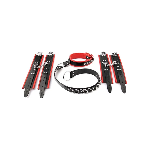 Rouge Leather Adjustable D Ring Hogtie Black And Red